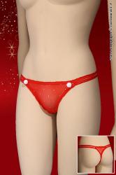 Red thong with lace and pon pon.