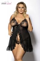 Foli - Babydoll in satin e pizzo con volants.