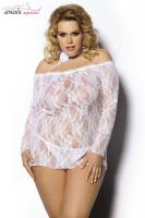 Cobayo - Chemise in pizzo bianco con maniche lunghe.