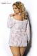 Cobayo - Chemise in pizzo bianco con maniche lunghe.