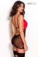 INDIANA  Chemise in pizzo nero con coppe in tulle rosso.