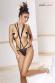 INEZ - body nero stringato con anelli.