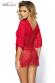 LORNA - Camicia da notte rossa in tulle con ricami floreali.