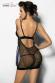 ABISARA  Chemise nera in tulle e satin.