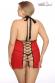 Dharma - Chemise rossa e nera con frange e stringatura posteriore.
