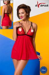 Salome Chemise: babydoll rosso con coppe aperte + tanga.