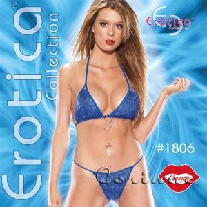 Completino intimo 2 pezzi blu con pagliuzze.