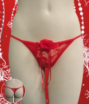 Tanga rosso con rosa.