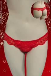 Tanga rosso con lustrini.
