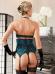 Intimo donna 3 pz azzurro con ricami neri.