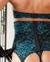 Intimo donna 3 pz azzurro con ricami neri.