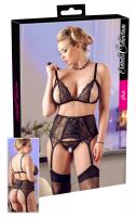 Set reggiseno, reggicalze e perizoma aperti.