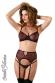Intimo sexy 3 pz. reggiseno, reggicalze e perizoma bordeaux.