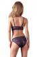 Completino reggiseno e slip viola con chiusure frontali.