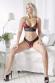 Completino intimo 2 pezzi in satin e pizzo nero/rosso.