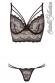 Set 2 pezzi in pizzo con stringhe decorative sul decollet.
