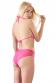 Intimo 2 pz. rosa in pizzo e microrete con fiocchi decorativi.
