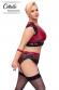 Set bondage in pizzo nero e tessuto rosso.