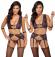 Set intimo 4 pezzi in pizzo viola con polsini.