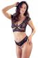 Completo intimo in pizzo con anelli e strass.