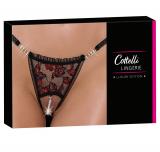 Tanga aperto ricamato con perle e strass.