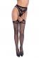 Collant aperto effetto calze e reggicalze a rete.