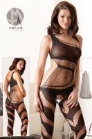 Catsuit monospalla con aperture e stringhe.