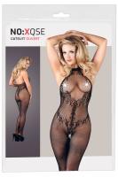 Catsuit a rete con lavorazione floreale..
