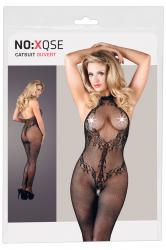 Catsuit a rete con lavorazione floreale..