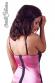 Guepiere rosa/nera con criss cross e perizoma.