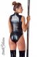 Body in tessuto effetto bagnato con zip.