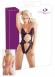 Body in pizzo con stringhe. Nero/fucsia.