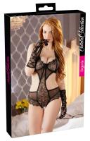 Body in pizzo e microrete con guanti.