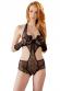 Body in pizzo e microrete con guanti.