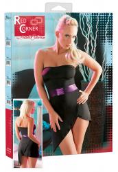 Mini abito con fascia viola.