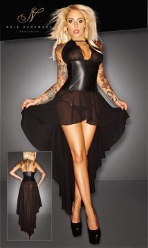 Abito lungo in tulle con bustino semi lucido. Abito lungo in tulle con bustino semi lucido.