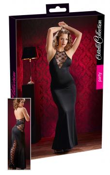 Abito lungo con inserti in pizzo.