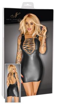Tight mini dress with front lacing and bare back. Tight mini dress with front lacing and bare back.