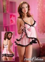 Babydoll rosa con merletti neri.