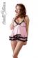Babydoll rosa con merletti neri.