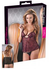 Babydoll bordeaux con catena argentata.
