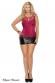Top in raso bordeaux con fasce in pizzo e slip.