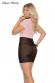 Chemise in tulle con ricami. Nero/rosa.