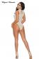 Body bianco in microrete con ricami nella parte frontale.