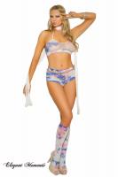 Set 3 pezzi in tessuto elasticizzato con calze.