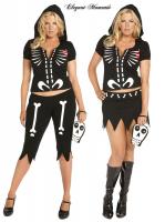 Costume scheletro 4 pezzi 3/4X. Include gonna e pinocchietti.