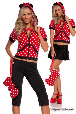 Costume topolina 5 pezzi. Include gonna e pinocchietti.