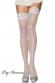 Leg Avenue: calze velate con balza in pizzo e perline.