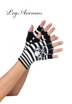 Leg Avenue: acrylic skull and crossbones fingerless gloves.