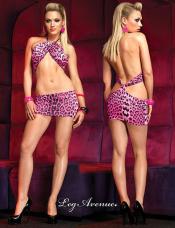 Miniabito leopardato rosa - nero.